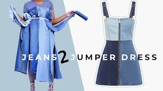 DIY Jeans to Denim Jumper Dress  Summer Upcycles [upl. by Jecho519]