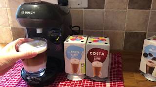 Making a Costa Latte  Tassimo Happy Coffee Machine TAS1002GB [upl. by Amairam]