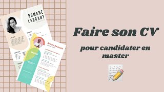 CANDIDATURES EN MASTER 1  comment faire son CV [upl. by Dong]