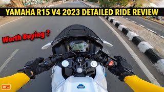 Yamaha R15 V4 2023 Detailed Ride Review  SR Motoworld [upl. by Guilbert632]