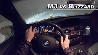 BMW M3 VS BLIZZARD  Snow Storm Night Drive POV [upl. by Nyroc774]