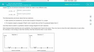 ALEKS Relating activation energy to a reaction rate [upl. by Sirraj]