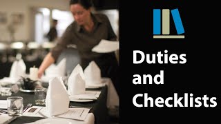 DUTIES AND CHECKLISTS  Food and Beverage Service Training 8 [upl. by Bakerman]