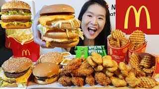 McDonalds McGANGBANG Burger Big Mac Chicken McNuggets McWings Apple Pie  Eating Show Mukbang [upl. by Gambrell]