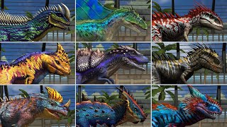 ALL HYBRID CARNIVORE DINOSAURS All Max Level 40  Jurassic World The Game  Indominus Rex Gen 2 [upl. by Aeht467]