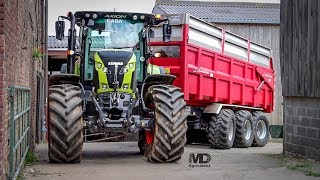 CLAAS AXION au Transport   Benne LArtésienne 3 essieux [upl. by Ellekcir]