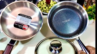 Prestige HoneyComb Triply Steel Frypan  Hawkins Triply Steel Frypan  Prestige Vs Hawkins Cookware [upl. by Leinto251]