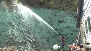 Hydroseeding extreme slopes Steep cut bank [upl. by Ysnil157]