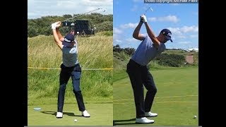 Justin Thomas golf swing  Long Iron faceon amp downtheline July 2017 [upl. by Volnak756]