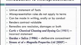 Misrepresentation Lecture 1 of 4 [upl. by Nomolos311]