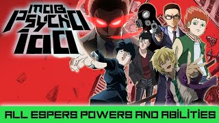 Mob Psycho 100  All Espers Powers and Abilities [upl. by Conte]