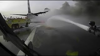 Crash Truck Dash Cam AA 383 Fire at O’Hare Fire Trucks Nearly Collide [upl. by Alyac]