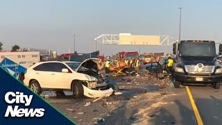 Shocking footage of minor crash turned major on the 401 [upl. by Lairbag]