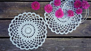 Simple Crochet Doily Tutorial Easy For Beginners [upl. by Lowenstern79]