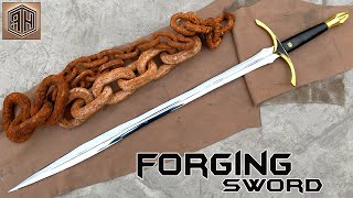 Forging a SWORD out of Rusted Iron CHAIN [upl. by Kcirddor]